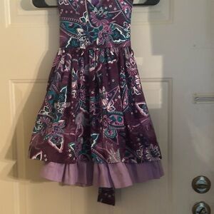 Purple and Pink sleeveless dress with ruffle hem